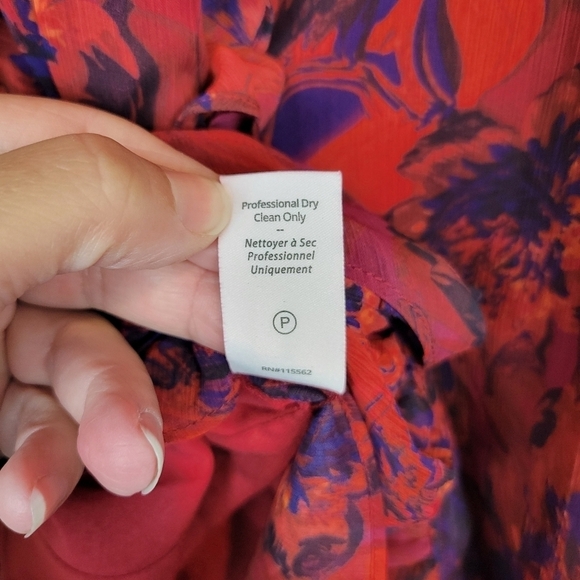 NEW Cinq a Sept Livie Floral Tiered Ruffle Chiffon Dress Dark Red Size 4 - Picture 13 of 13